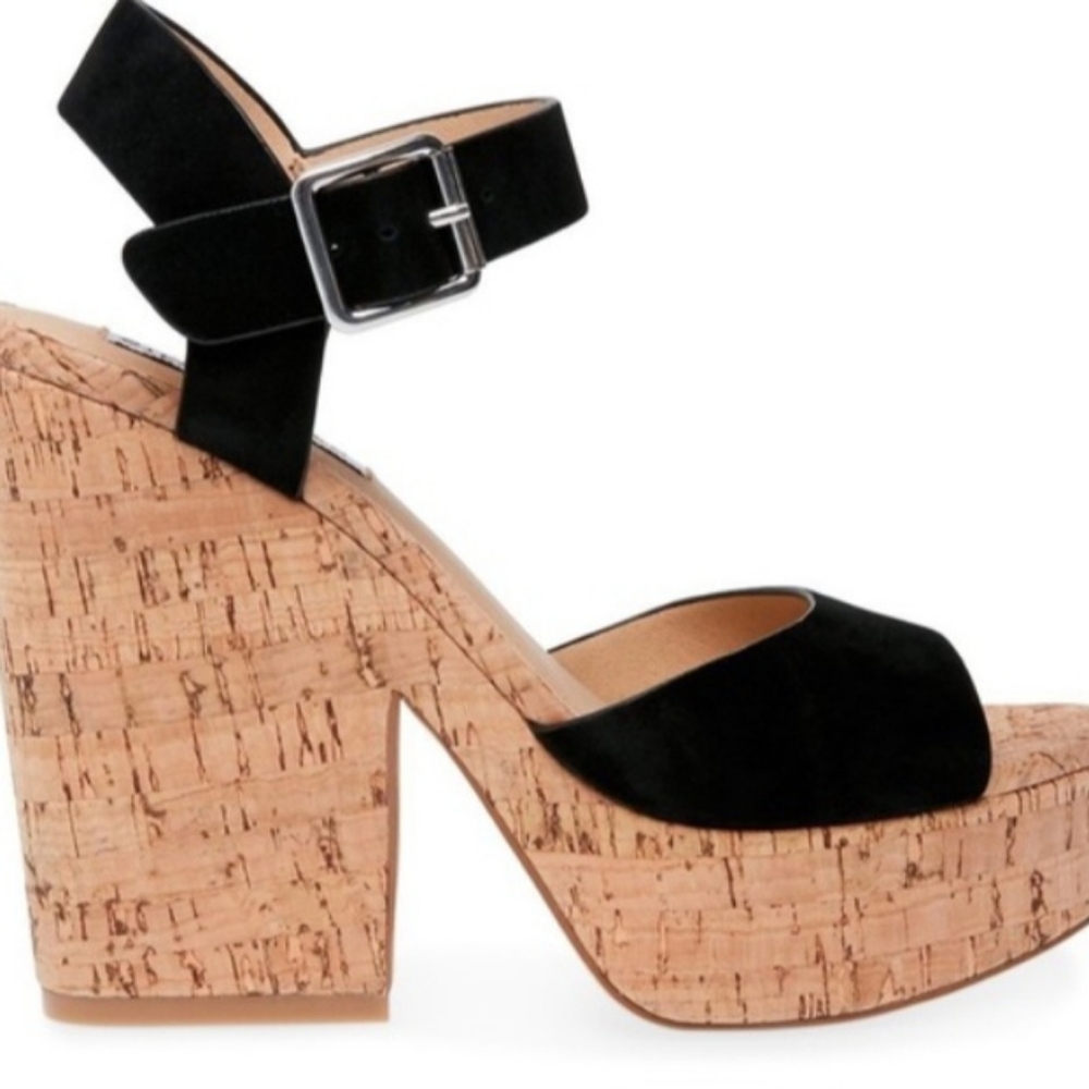 Steve Madden "JESS" Black and Tan Platform Sandals